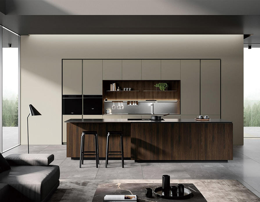 Contemporary Made Customize Design Water Resistant Wooden Laminate Wall Built-in Kitchen Cabinet Storage