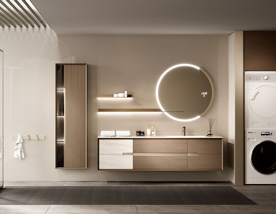 Particleboard MDF Plywood Solid Wood with Acyclic Lacquer Mat High Glossy PVC PET Melamine Finished Bathroom Vanity Cabinet