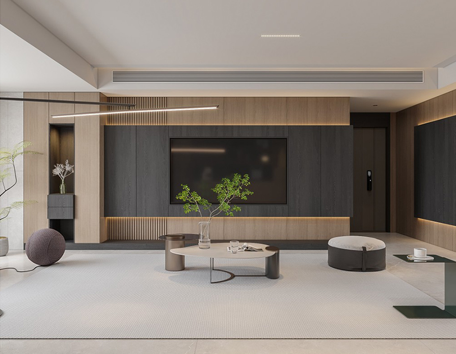 Modern Walnut LED TV Stand with Storage